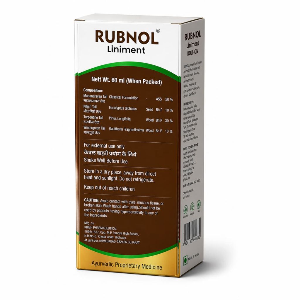 Rhushi Ayurved Rubnol Ayurvedic Pain Relief Roll On for Muscle Pain, Backache, Arthritis, Sprains and Muscle Stiffness - 60ml view 2
