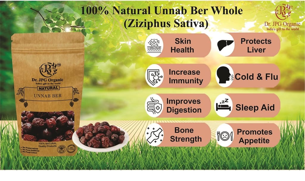 Dr JPG Organic Herbals Pure Natural Unnab Ber red dry 200g | jujube | Zizyphus Sativa Gaetn | Jujube Dry fruit | ISO & FSSAI Certified (200g) view 2