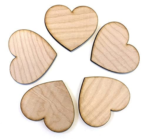 Haoser 100 Pieces Wood Unfinished Blank Hearts 3" Inch, Valentine's Day Crafts, Wooden Sheets for DIY Arts Craft Project view 2