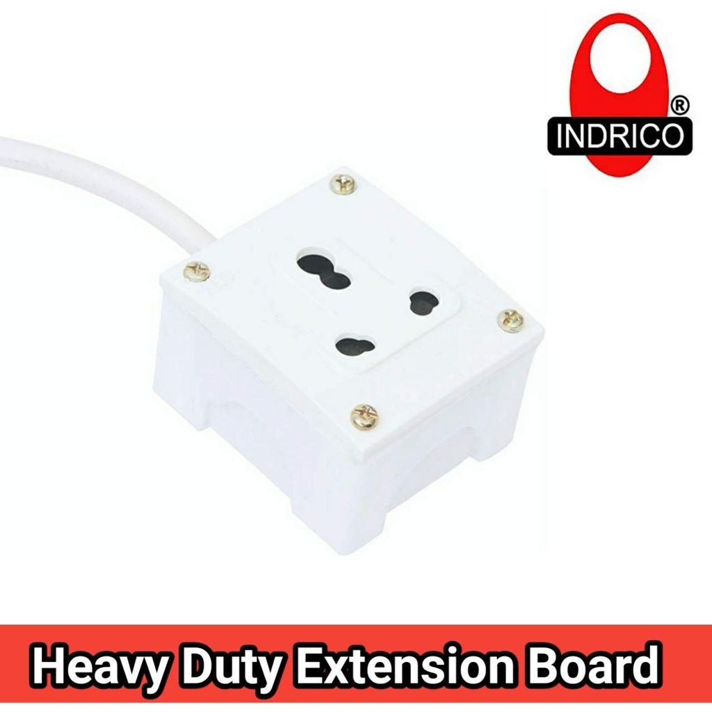 INDRICO? Polycarbonate Heavy Duty 1 Anchor Socket 15/16 AMP 1.5mm 3 Core Heavy Wire Extension Board (White) view 2