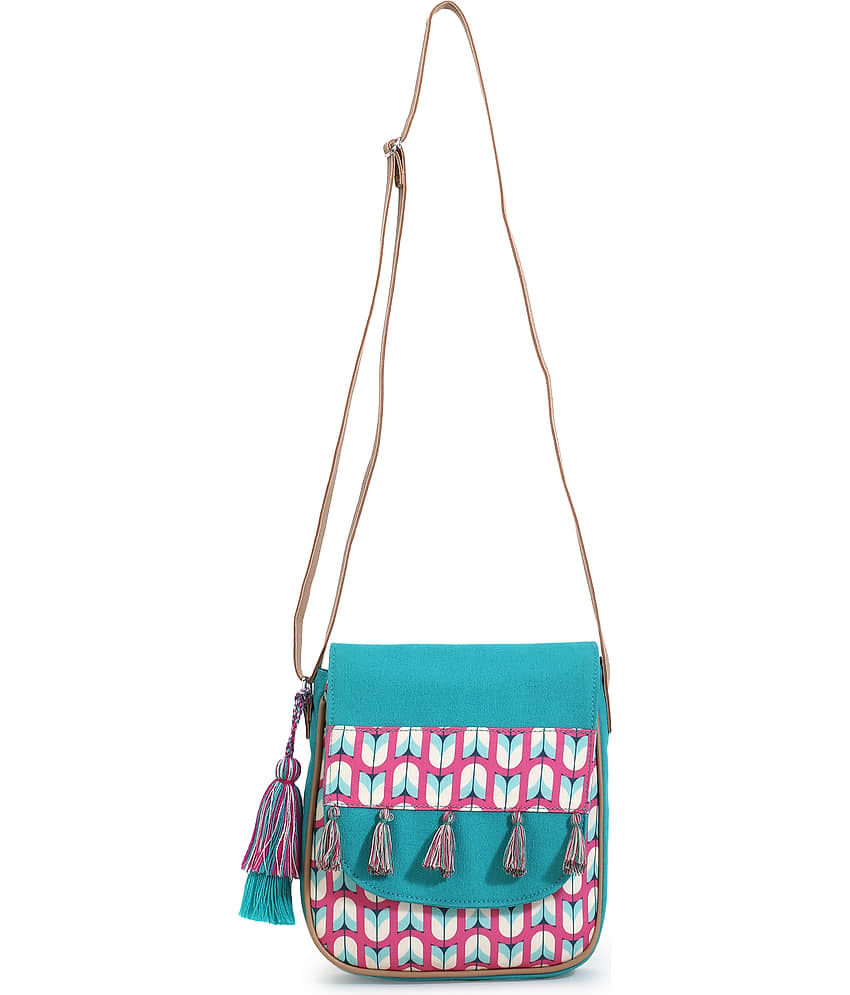 Anekaant Green Cotton Sling Bag view 2