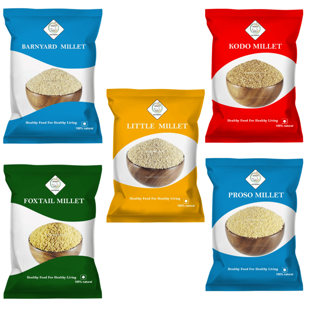 SWASTH Unpolished and Natural Millet Combo Pack of 5 - 1Kg Each (Kodo, Little, Barnyard , Foxtail, Proso Millets) view 2