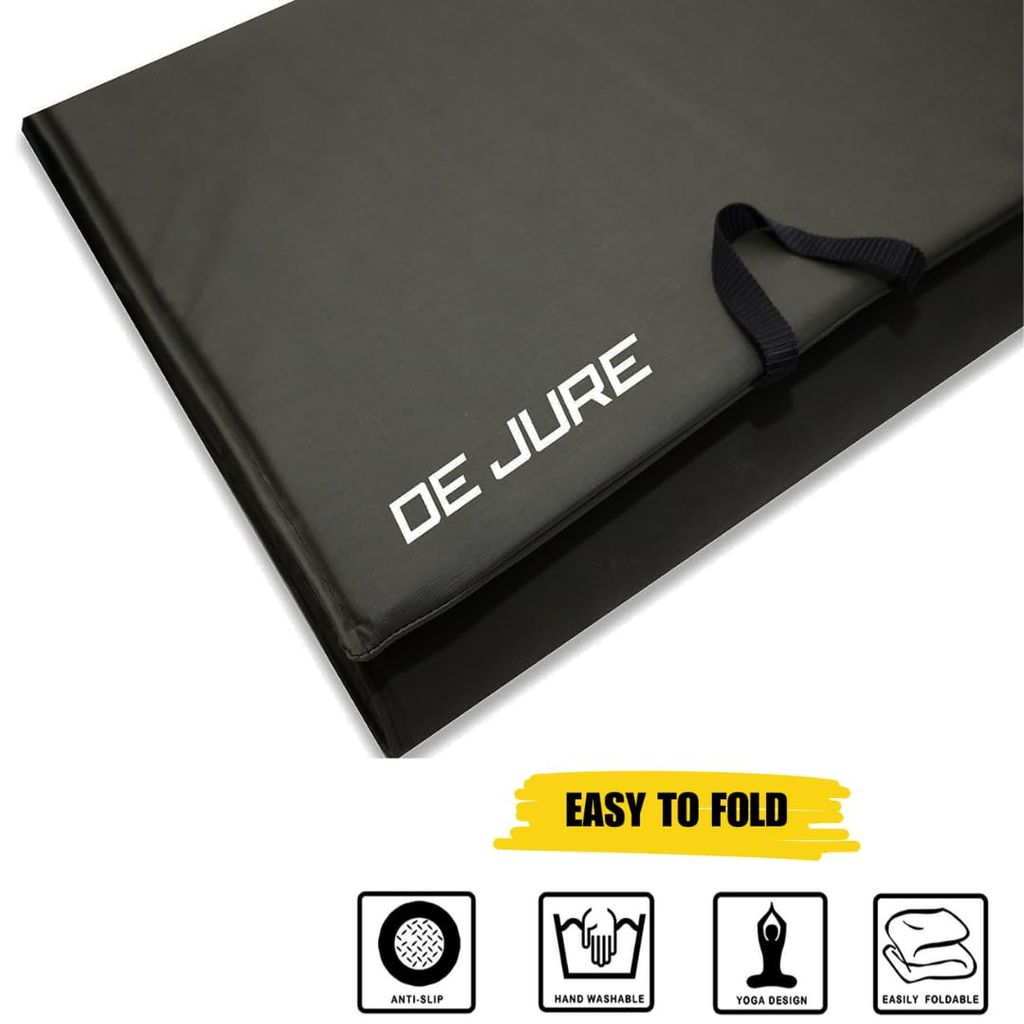 De Jure Fitness Leatherette Yoga Mat, Foldable yoga mat, Professional Yoga Mat for Exercise, Fitness & Meditation with Carrying Strap for Men & Women (12 MM ) view 2