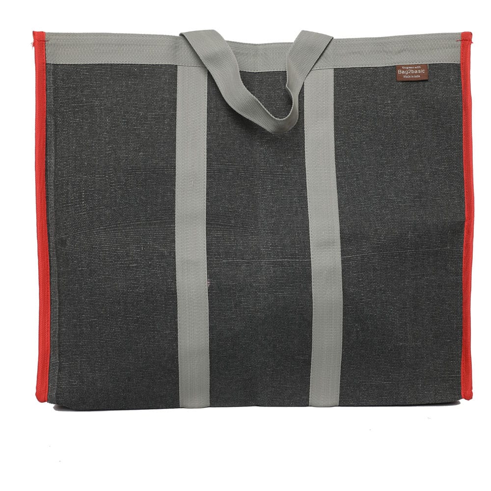 Extra Large Heavy Duty Canvas Tote Bag with Reinforced Bottom and Double Stitched Seams, 18" x 15" x 11", Black view 2