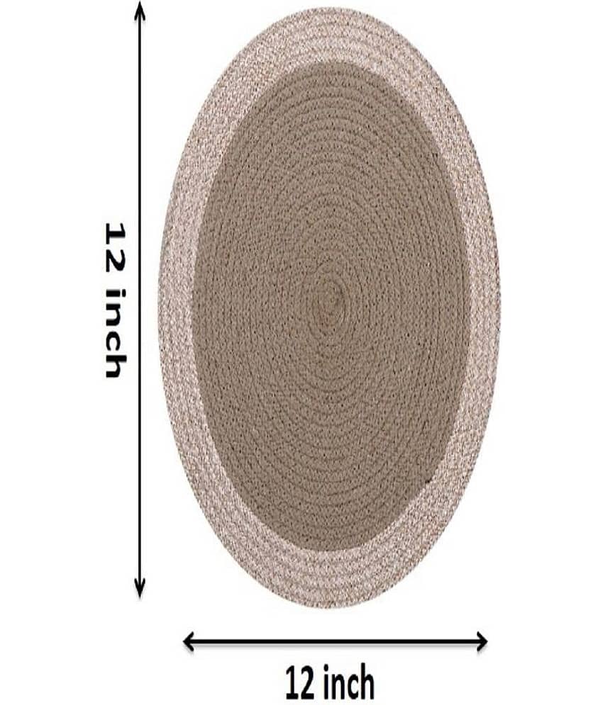 LADLI JEE Cotton Solid Round Table Mats ( 31 cm x 31 cm ) Pack of 2 - Beige view 2