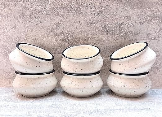 STOREPEDIA Ceramic Small Size Chutney, Sauce, Pickle Sauf, Bowl Set Katori Serving for Kitchen & Dining, for Home. (Pack of 6 Handi Shape Microwave, Dishwasher Safe) view 2
