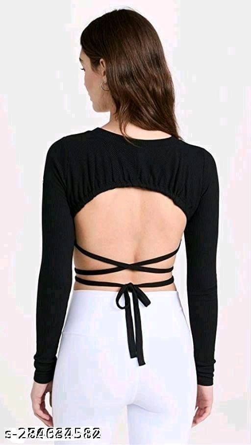 Ribbed Open Back Cross Top view 2