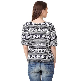 Swagg India Girl's Printed Crepe Top view 2