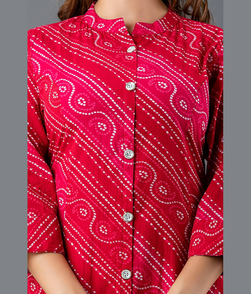 Lee Moda - Red Cotton Women's Front Slit Kurti ( Pack of 1 ) view 2