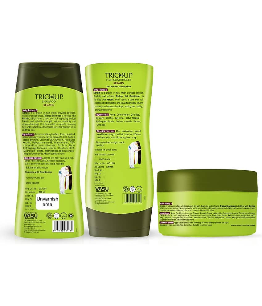 Trichup Keratin Kit (Shampoo 200 mL, Conditioner 200 mL, Hair Cream 200 mL) Pack of 3 view 2