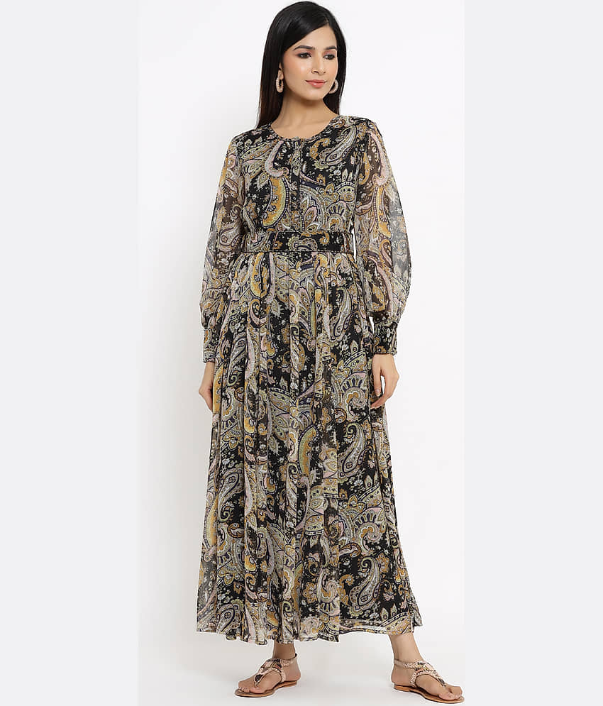 Juniper Women Chiffon Fit & Flare Dress ( Black ) view 2