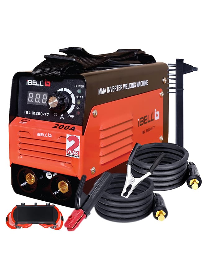 iBELL M200-77BC Inverter ARC Welding Machine 200A | Adjustable Hot Start & Arc Force | Portable IGBT Welder with Anti-Stick | 220V ±15% | Supports 1-4mm Electrodes