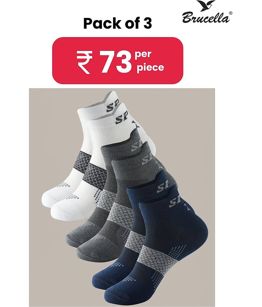Brucella Blended Men's Self Design Multicolor Ankle Length Socks ( Pack of 3 )