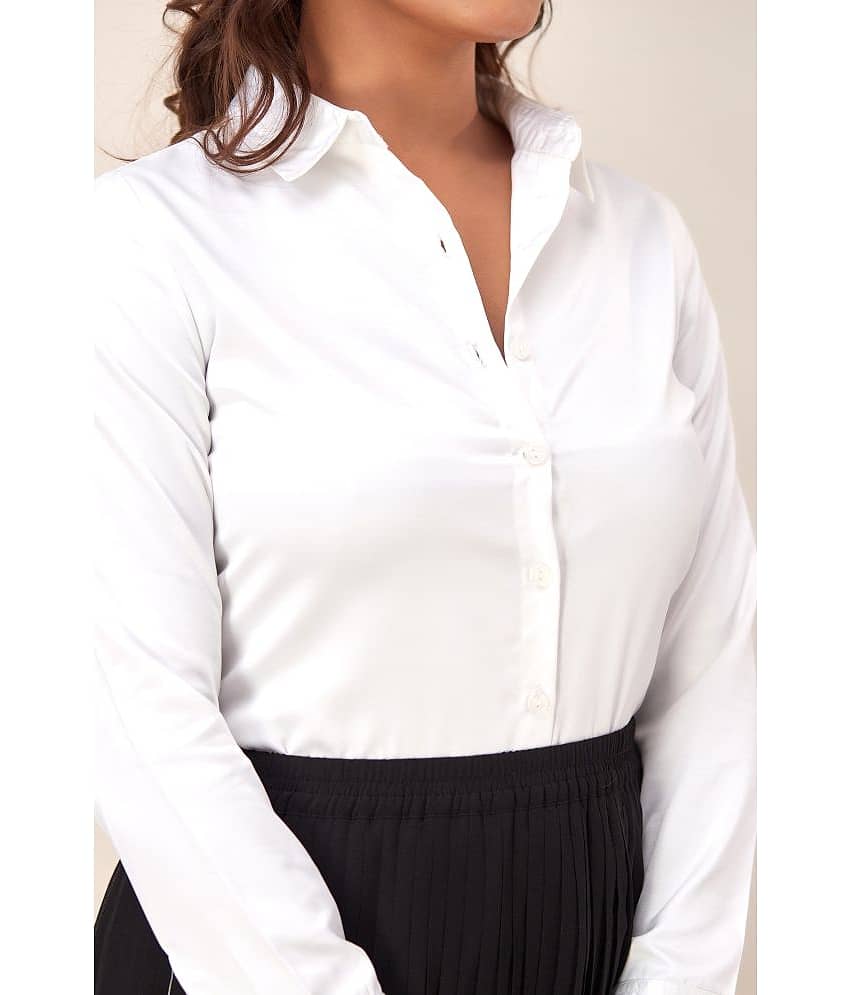 NeshamaKurti Women Solid Satin Shirt ( White ) view 2