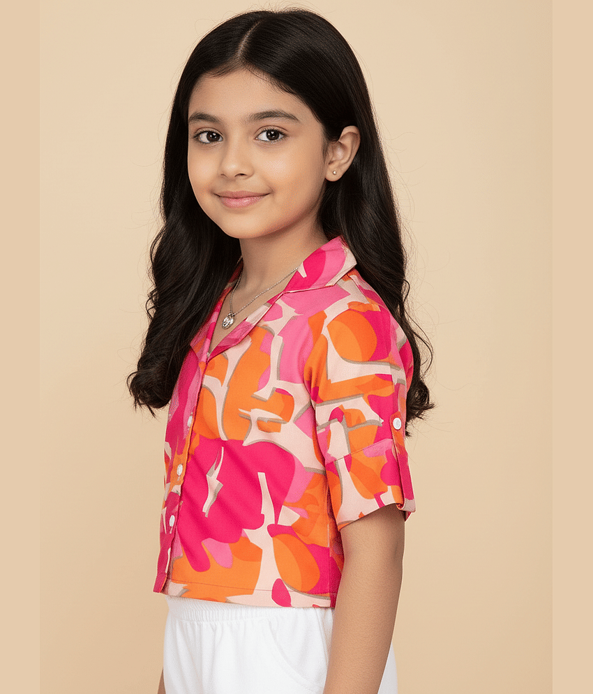 Aarya Designer Pack of 1 Girls Crepe Shirt ( Pink ) view 2