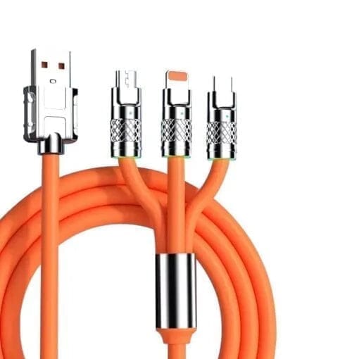 3-in-1 Fast Charging Cable, Durable TPE Material Data Transfer USB Cable for iPhone, Micro USB, and Type-C Devices, [Length] ft, [Color] view 2