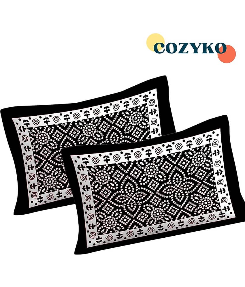 COZYKO Cotton 1 Single Bedsheet with 1 Pillow Cover ( Black ) view 2