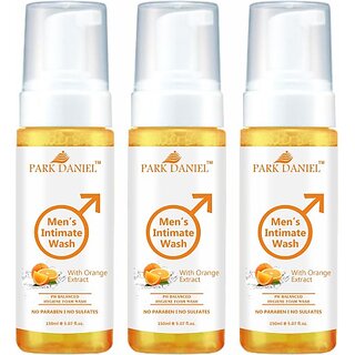 PARK DANIEL Men's Intimate Wash Maintain Ph Balance with Orange Extract Pack of 3 of 150ML (3 x 150 ml) view 2