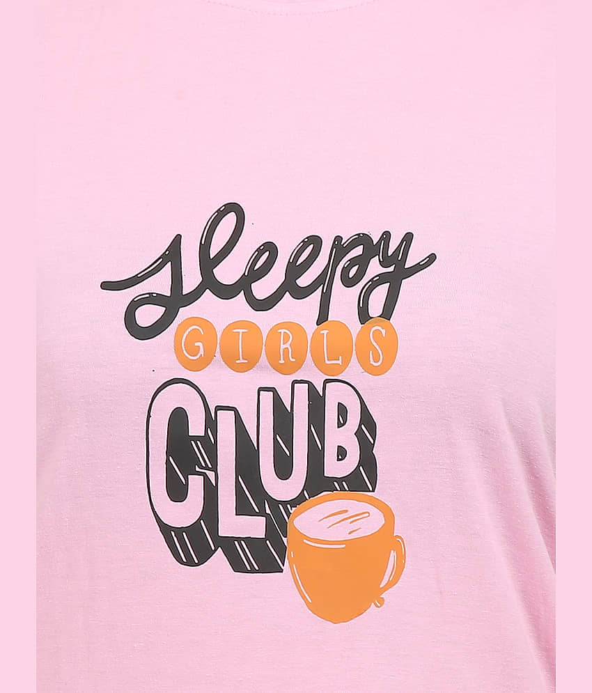 MEGASKA - Pink Cotton Women's Nightwear Night T-Shirt ( Pack of 1 ) view 2