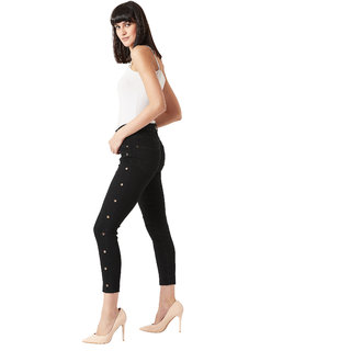 Miss Chase Women's Black Think Different Cropped Jeans view 2