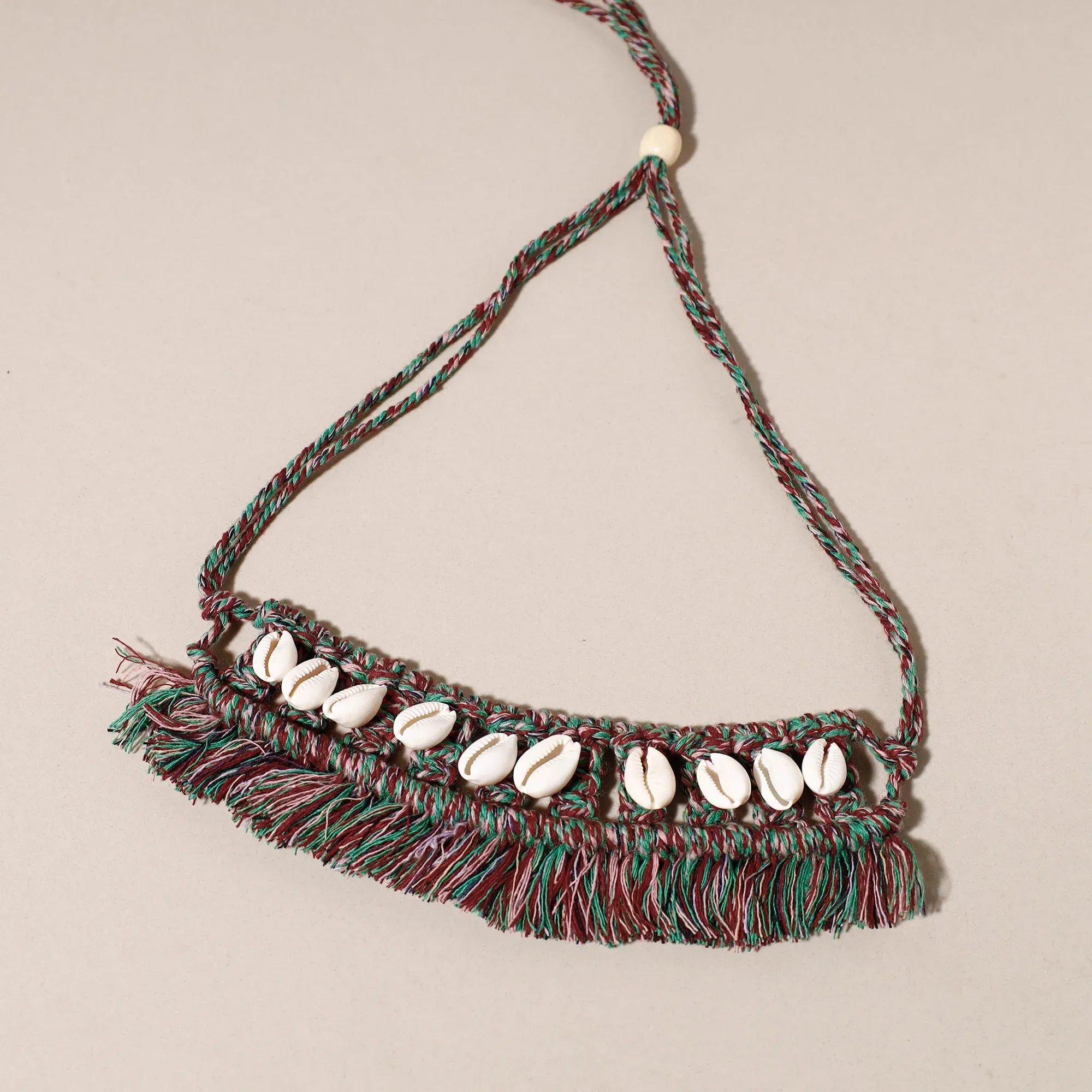 Multicolor Thread & Seashell Macrame Choker view 2