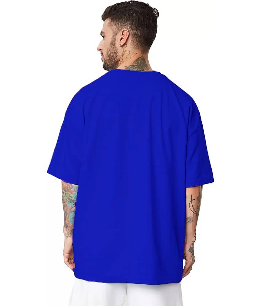 Leotude Pack of 1 Cotton Blend Oversized Fit Men's T-Shirt ( Blue ) view 2