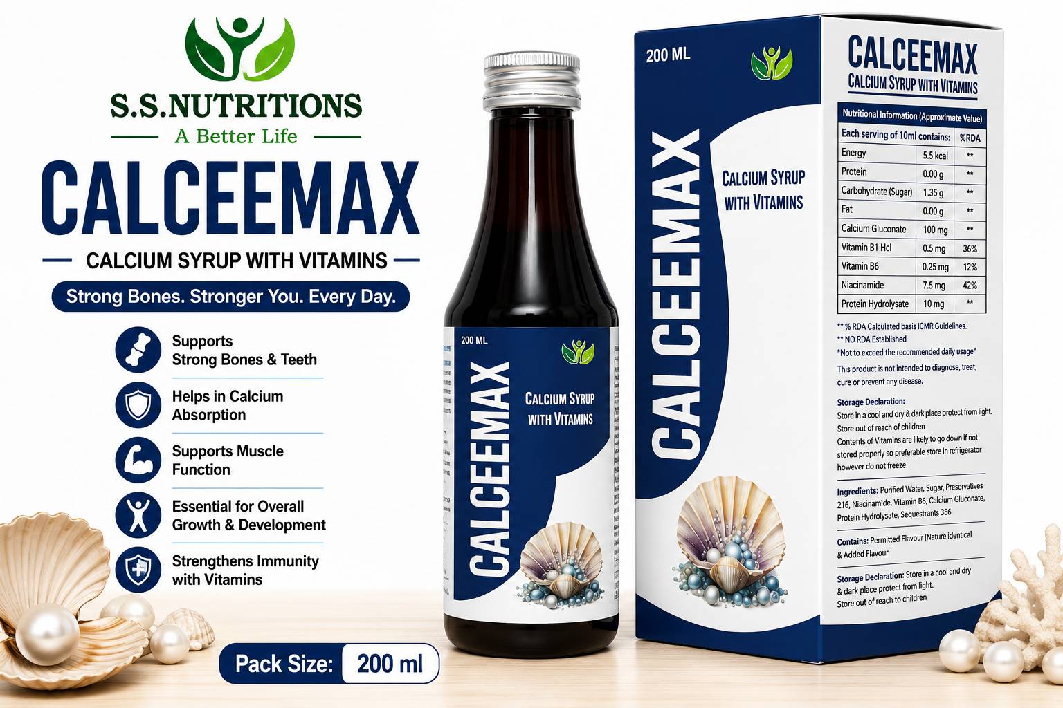 Calceemax Calcium Syrup Bottle - 200ml