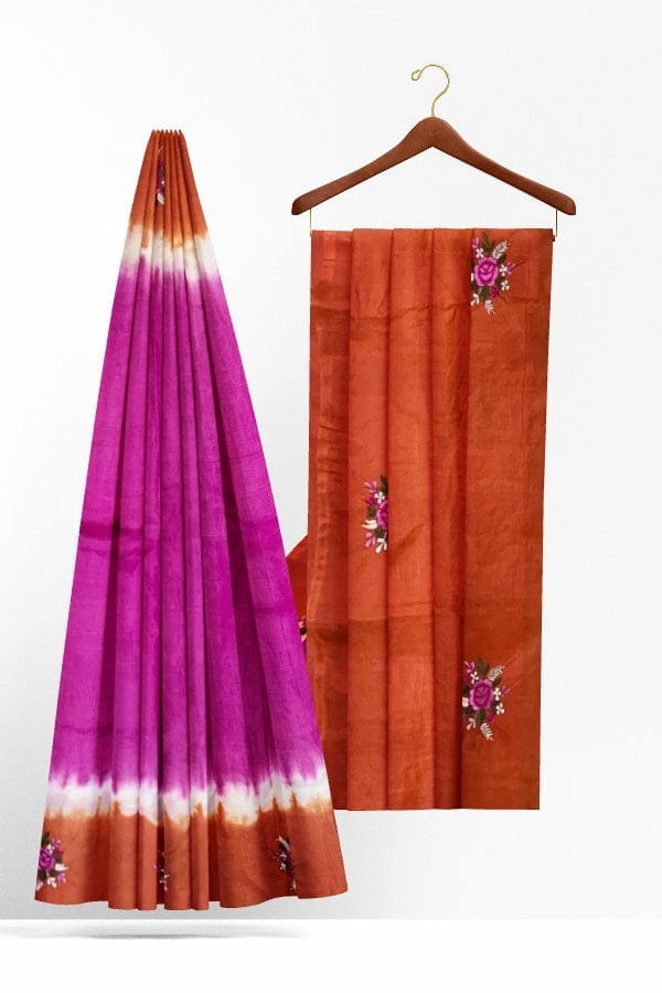 Pink Pure Silk Designer Embroidered Saree view 2