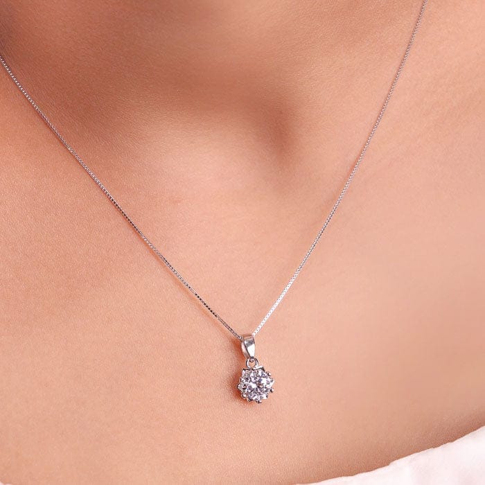 Silver Solitaire Craze Pendant with Chain view 2