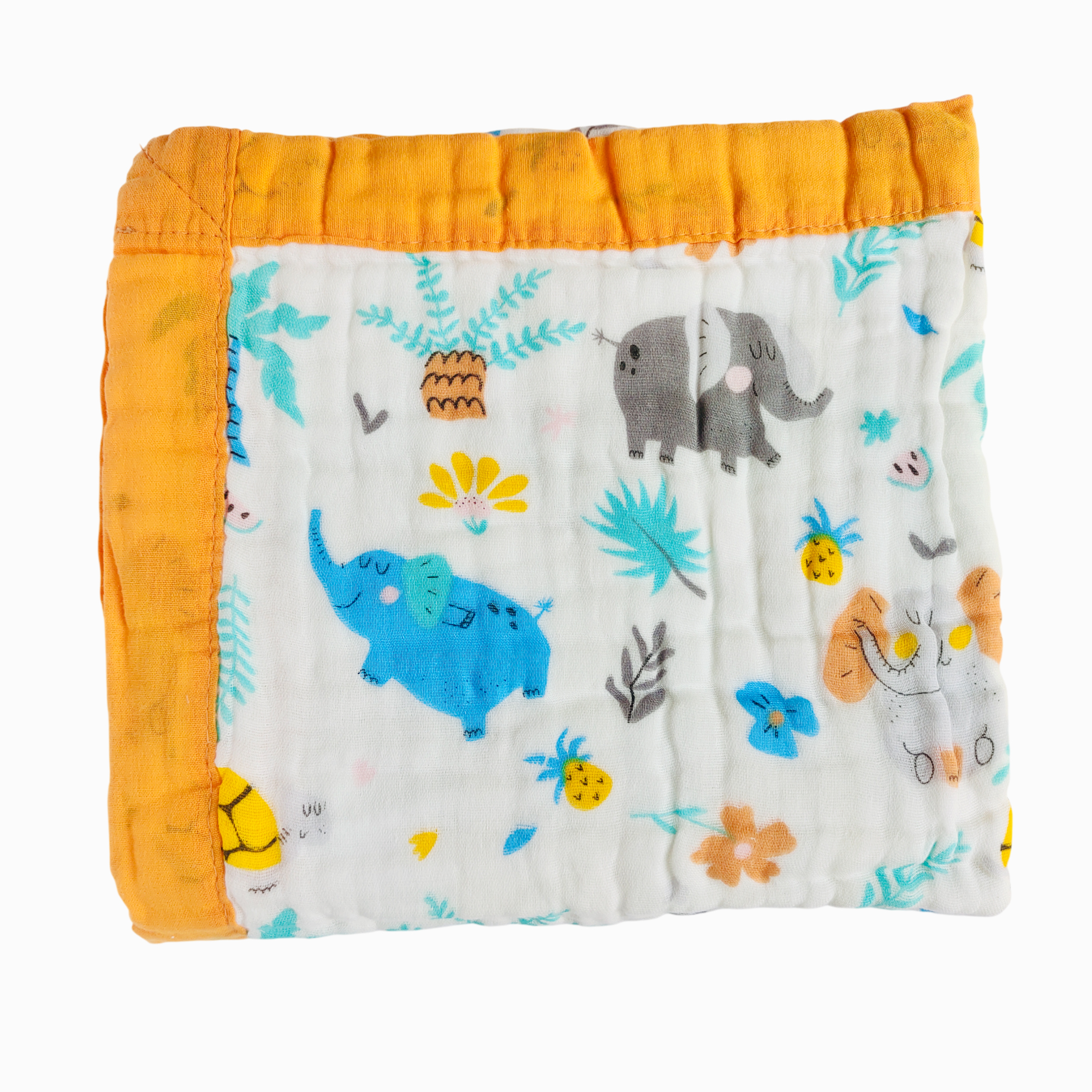 6-Layer Muslin Cotton Baby AC Blanket — Ultra-Soft, Breathable & Lightweight Blanket for Newborn to 6 Years, Stroller Cover & Crib Sheet (White and Mango Yellow)