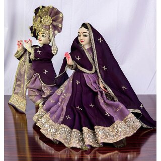 Purple and Lavender Radha Krishna Poshak with Heavy Gold Embroidery view 2