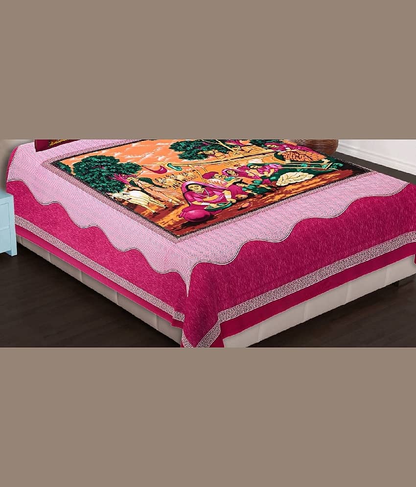 PETROSOLY Cotton 1 Double Bedsheet with 2 Pillow Covers ( Pink ) view 2