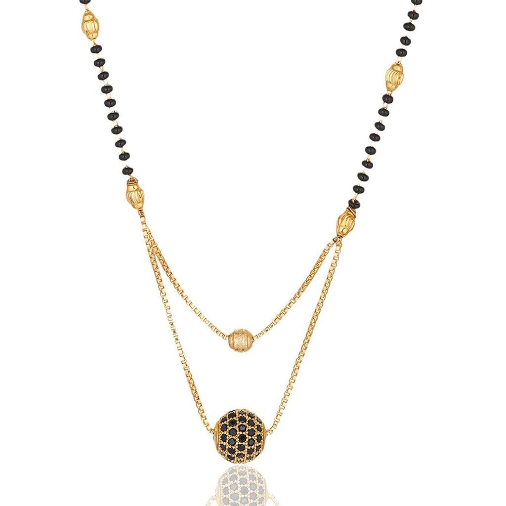Aarohi13 BLACK AND GOLDEN BALL MANGALSUTRA FOR WOMAN