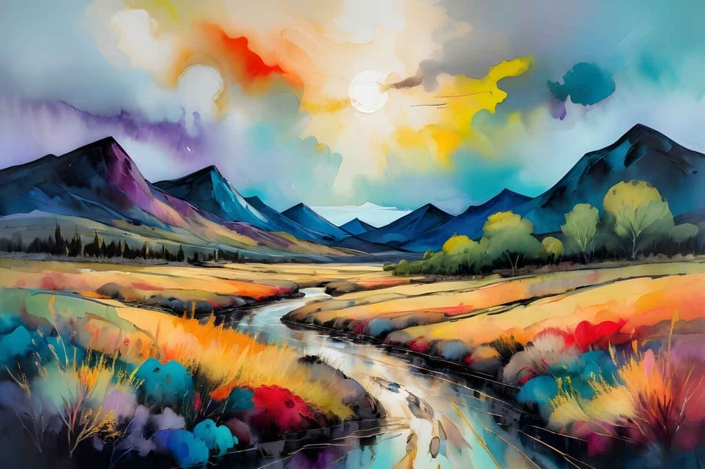 CREATIVE POSTCARDS PAINTING 24in X 16in WITH BLACK FRAME view 2