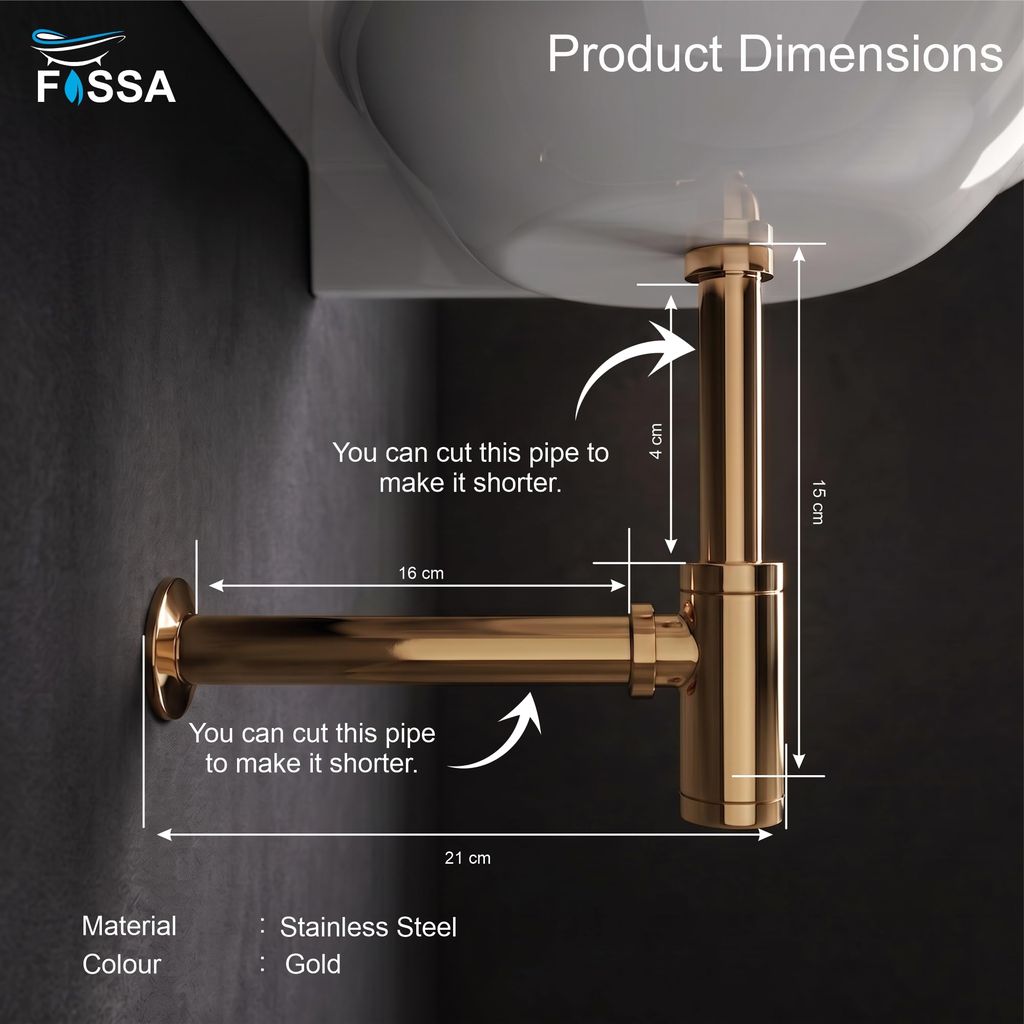 12 inch Stainless Steel Gold Bottle Trap with Flange view 2