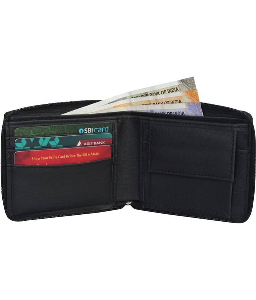 DUO DUFFEL - Black Faux Leather Men's Zip Around Wallet ( Pack of 1 ) view 2