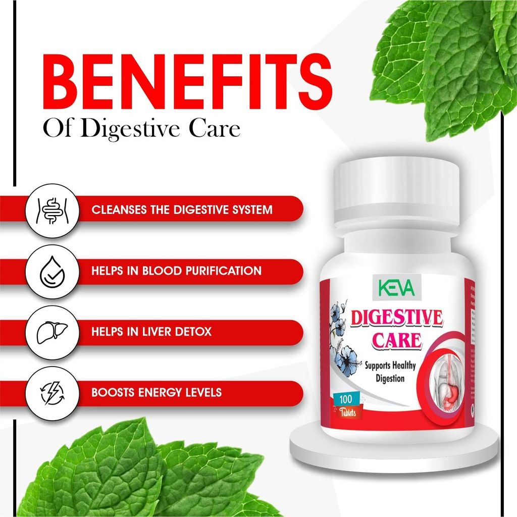Keva Digestive Care Tablets - Herbal Supplement to Help Detoxify the Liver, Cleanse the Digestive System, and Purify Blood view 2