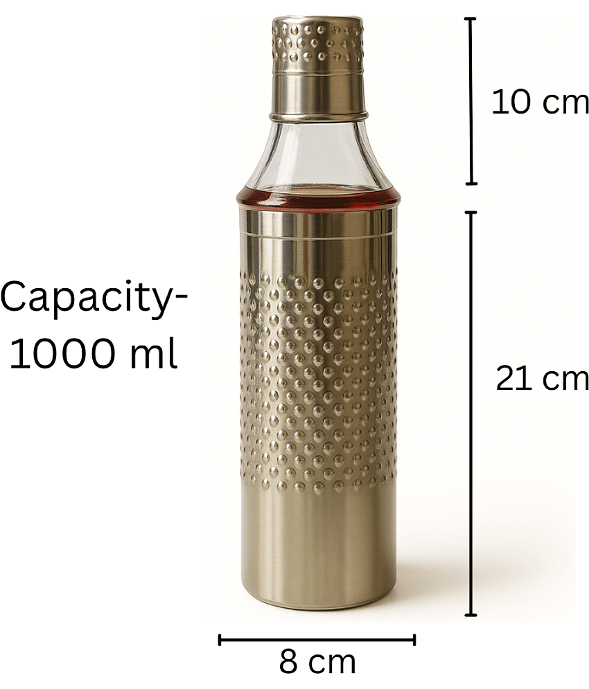 Dinix matar oil dispenser Steel Silver Oil Container ( Set of 1 ) view 2