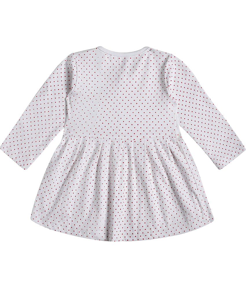 INFANT Pack of 1 Baby Girls Cotton Dress ( White & Red ) view 2