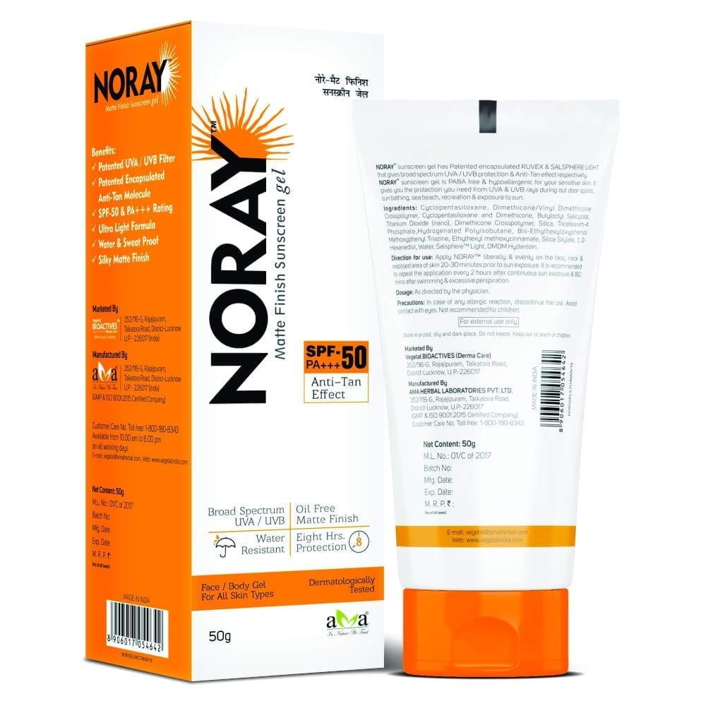 Vegetal Noray Matte Finish Broad Spectrum Sunscreen Gel, SPF-50, PA+++ with Anti Tan Effect, 50 g view 2