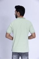 Celadon Green Polo T-Shirt With Jacquard Collar view 2