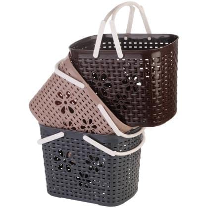 UNMEE Plastic Storage Basket with Handles, For Bathroom, Kitche, Home, Vegetables, Fruits, Toys, Multipurpose Set of 1 view 2