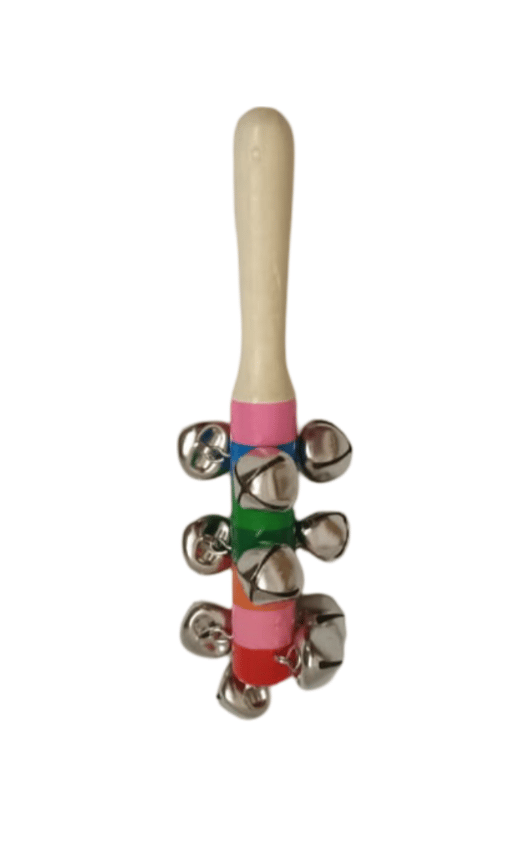 Baby Hand Bell Toy, Wooden Rainbow Bell Stick Shaker, Early Development Sensory Toy for Toddlers view 2