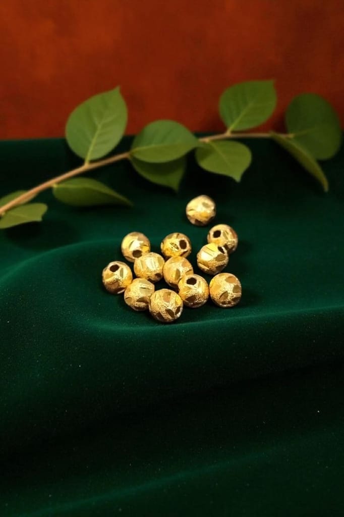 Gold-Tone Mangalsutra Beads – 5mm Cutwork Design – Pack of 12 view 2