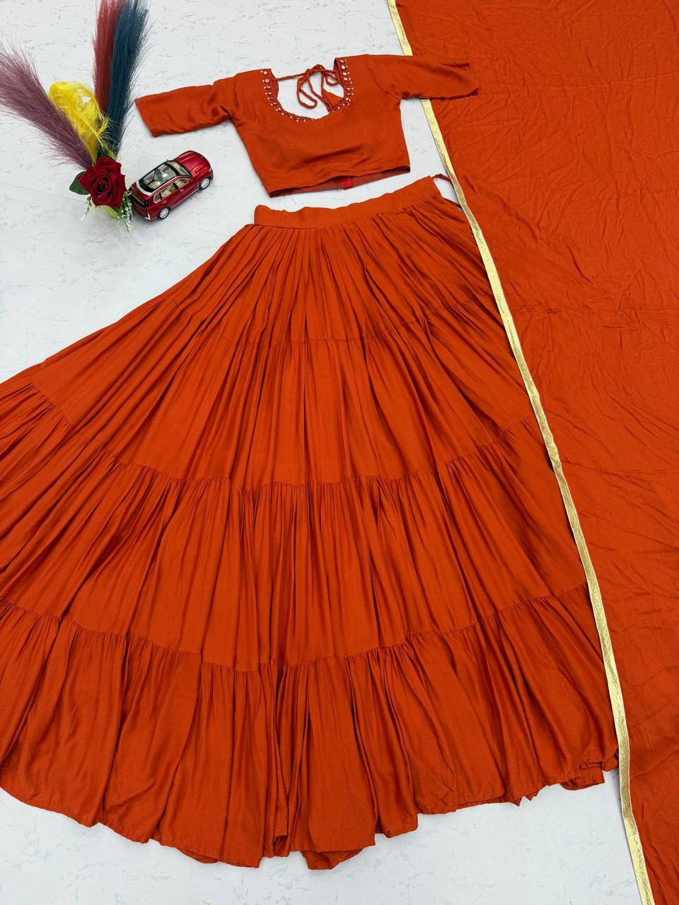 Handmade Mirror Work Lehenga Choli view 2