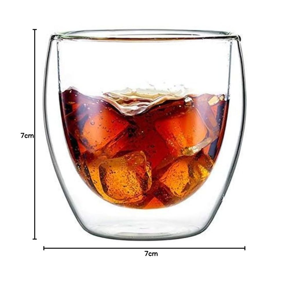 Double Wall Glass 250Ml Set of 2 Double Layer Tea & Coffee Cup Double Walled Glass Mugs for hot & Cold Drinks Coffee Tea Milk cappuchino Juice (240 Ml Tumbler) view 2