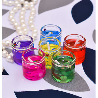 (Pack of 6) Multicolor Gel Tealight Candles - Long Burn Time, Perfect for Diwali Home Decoration view 2