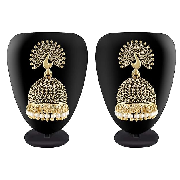 Peacock Pearl Jhumka Earrings view 2