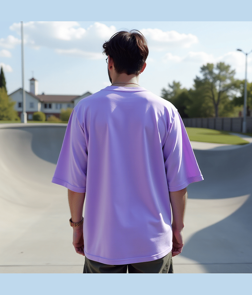 RodZen Pack of 1 Cotton Blend Oversized Fit Men's T-Shirt ( Lavender ) view 2
