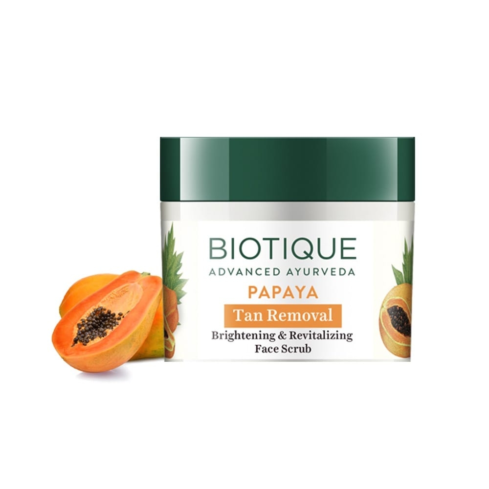 Biotique Papaya Tan Removal Brightening & Revitalizing Face Scrub 75g Jar view 2